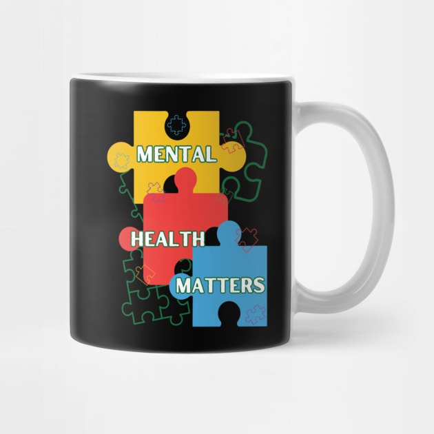 Mental Health Matters Colourful Puzzles Mug by Owl Canvas